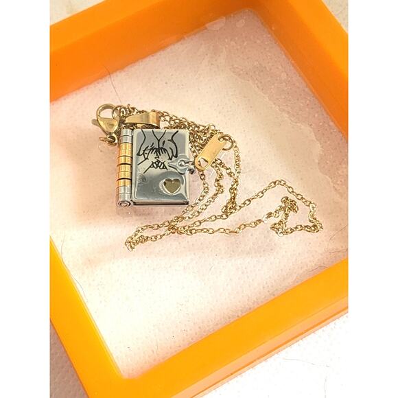 NECKLACE/FASHION JEWELRY-"My Incredible Daughter Book"-Opens-Gold Silver Tone - Picture 4 of 5